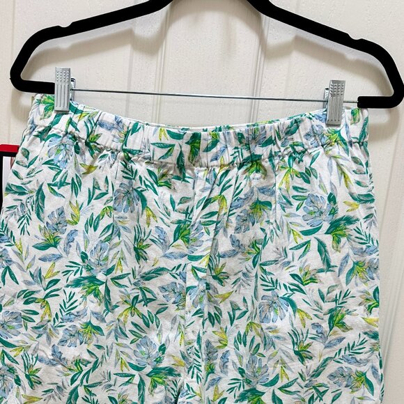 Ellen Tracy Women's Linen Blend Skort Size M Green Tropical Boho Feminine (NEW) - Picture 2 of 12